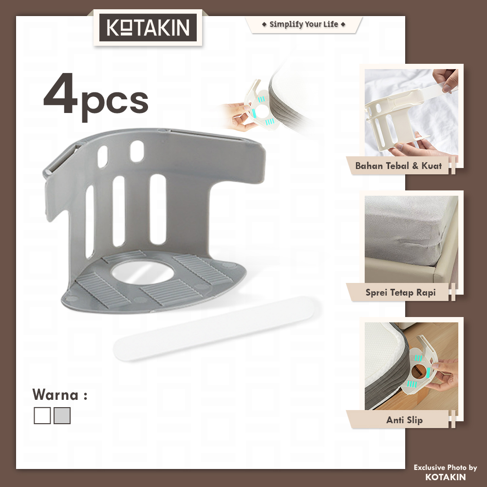 1 Set Isi 4pcs Penjepit Sprei Anti Geser